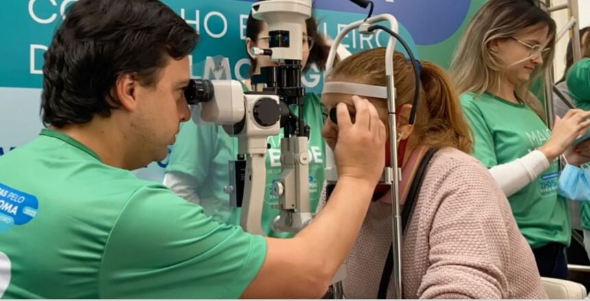 Para conscientizar a população sobre glaucoma, ação em shopping oferece exames gratuitos