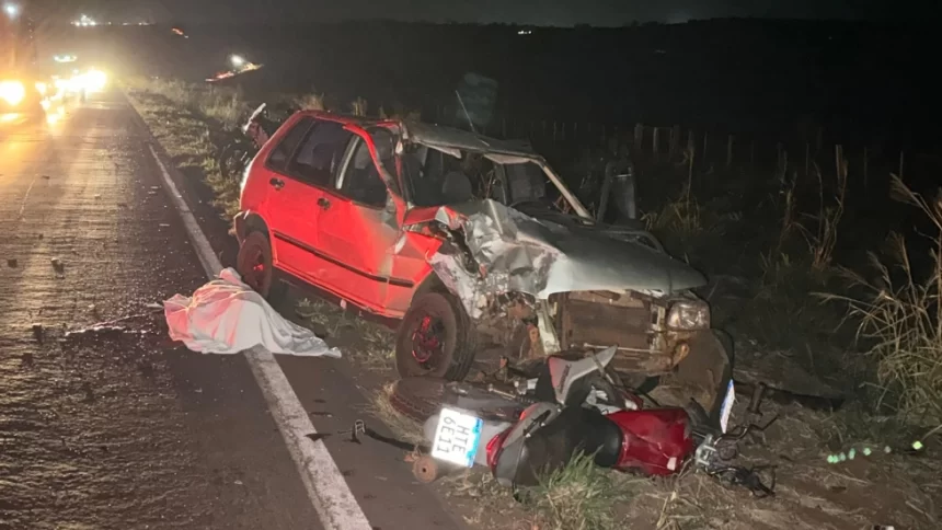 Motociclista morre ao colidir de frente com Fiat Uno, na MS-276