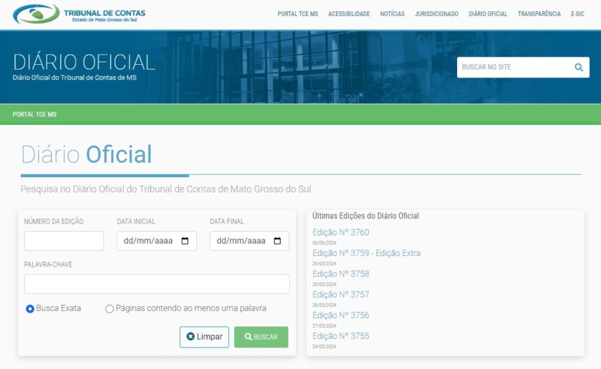 Nova ferramenta facilita busca em Diário Oficial do TCE-MS