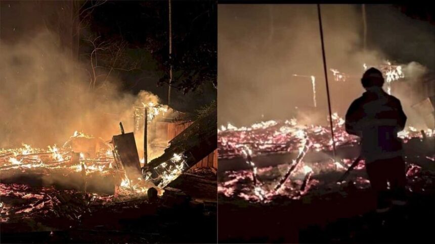 Bombeiros apagam chamas em casa e encontram corpo debaixo dos escombros, no interior