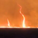 Redemoinhos se formaram durante incêndio de grandes proporções em MT. (Foto: Reprodução)