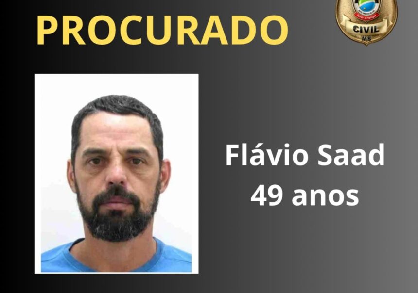 Flávio Saad é procurado por feminicídio e homicídio qualificado (Foto: Divulgação/PCMS)